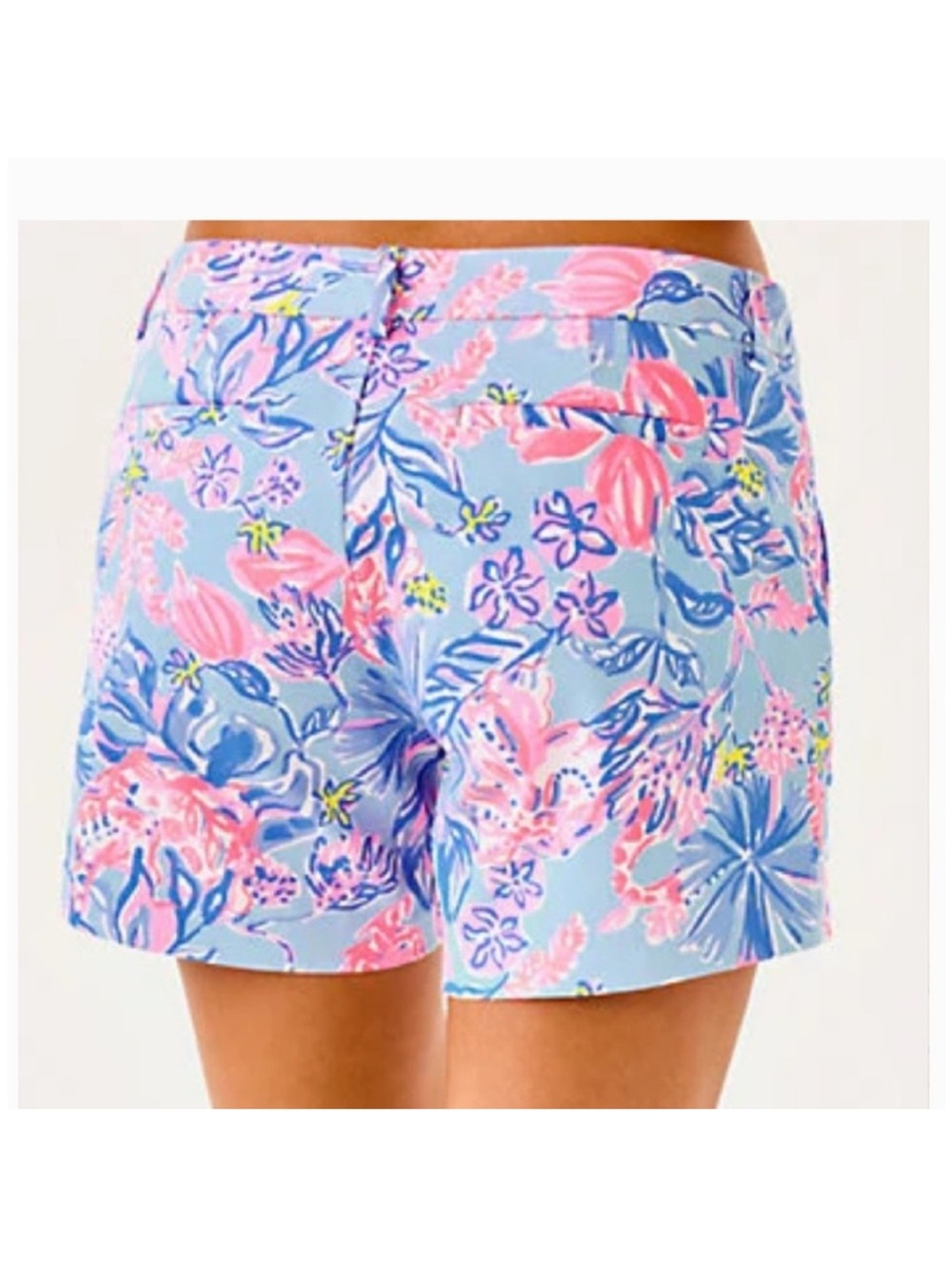 Lilly Pulitzer Light Blue Floral Print Shorts with Pink Accents